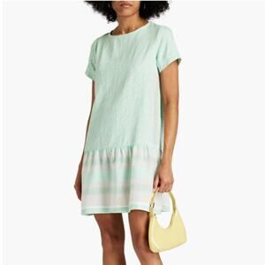 Summery Copenhagen Gina Cutout Cotton Jacquard Mini Dress Mint & White XS Loose